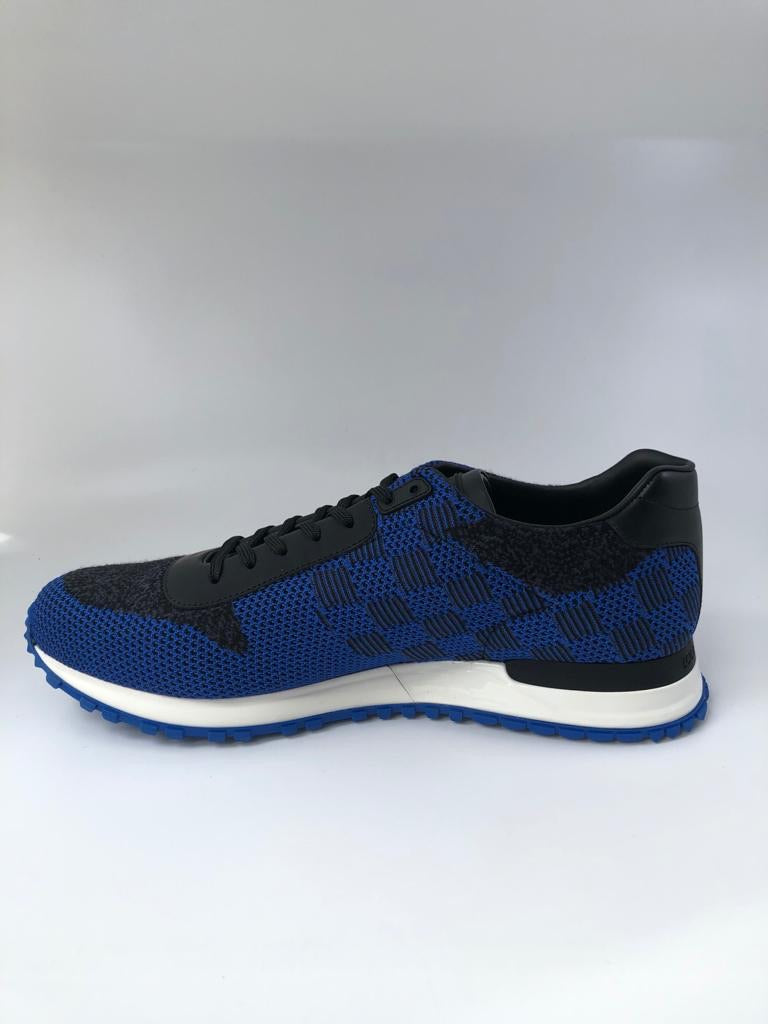 LOUIS VUITTON SNEAKERS RUN AWAY SHOES 11 45 LEATHER AND CANVAS DAMIER SHOES  Blue ref.875181 - Joli Closet