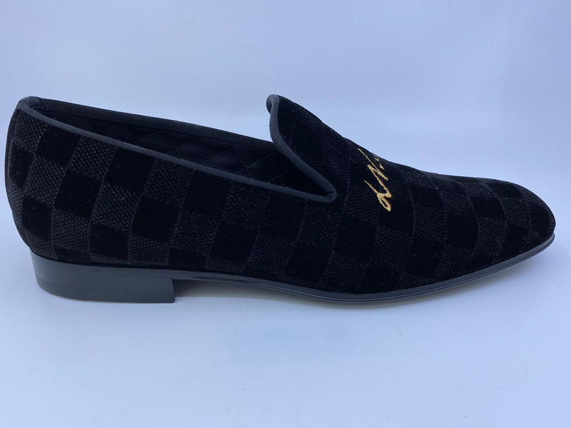LOUIS VUITTON Mens Velvet Loafers Black Size 7.5 / 41.5 EUR