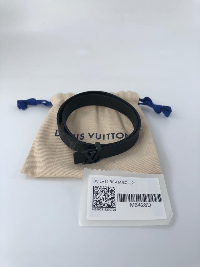 Louis Vuitton Men's Black Canvas LV Initiales 14 mm Reversible Bracelet M6428D