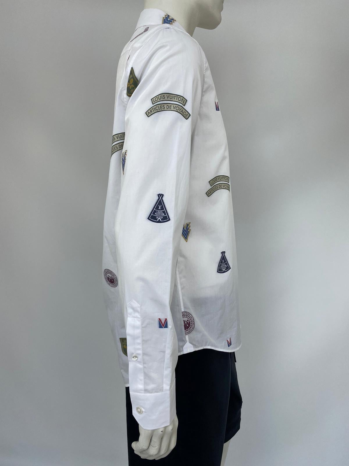 Louis Vuitton Men's White Cotton Regular Classic Fit Shirt