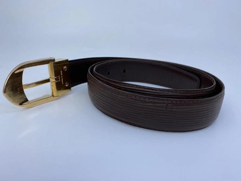 Louis Vuitton Epi Leather Gold Tone Buckle Waist Belt 90 CM Black