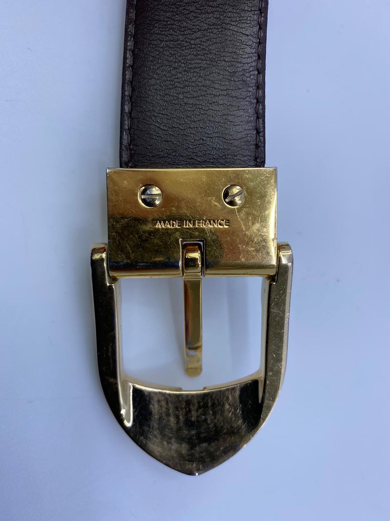 Louis Vuitton 110/44 Brown x Gold Epi Leather Ceinture Belt White