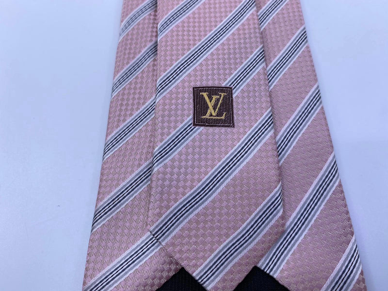 Louis Vuitton Men's Pink 100% Silk Damier Striped Tie – Luxuria & Co.