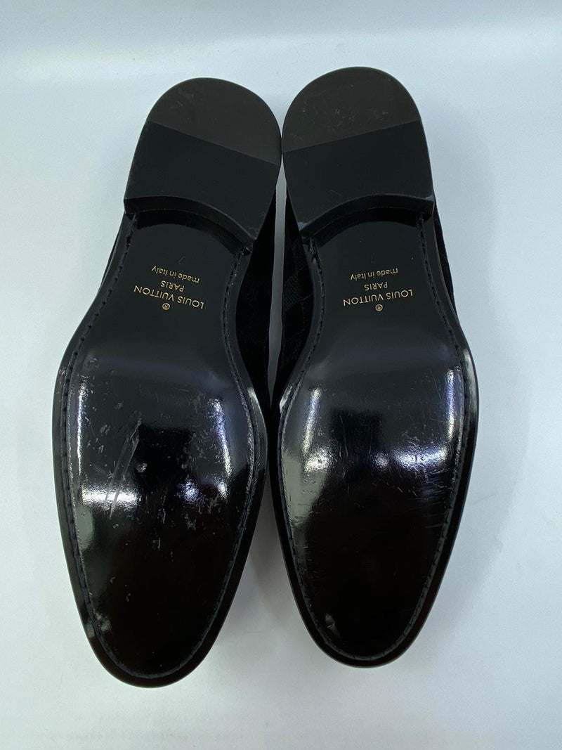 Louis Vuitton Black Patent Leather Oxford Loafers Size 38.5