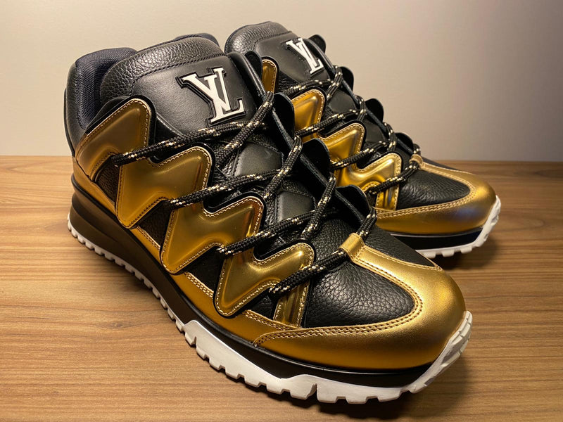 LOUIS VUITTON Calfskin Zig Zag Sneaker 8.5 Black/Gold
