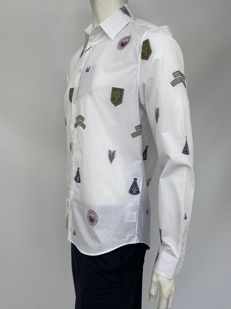 Louis Vuitton Men's White Cotton Regular Classic Fit Shirt With Stamps – Luxuria & Co Louis Vuitton Men's White Cotton Regular Classic Fit Shirt With Stamps – Luxuria & Co