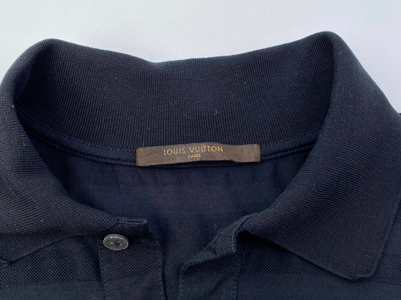 Louis Vuitton Blue and Black Horizontal Striped Cotton Pique Polo T-Shirt M Louis  Vuitton