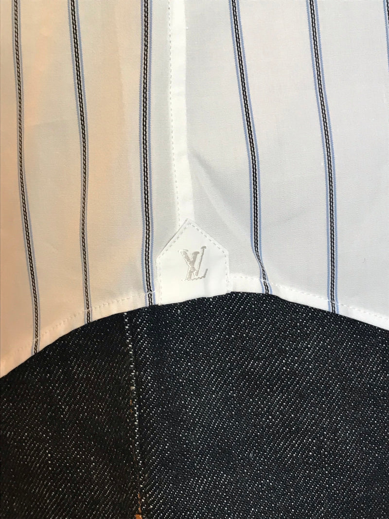 Louis Vuitton Blue Monogram Pattern Striped Cotton Long Sleeve Shirt XL Louis  Vuitton