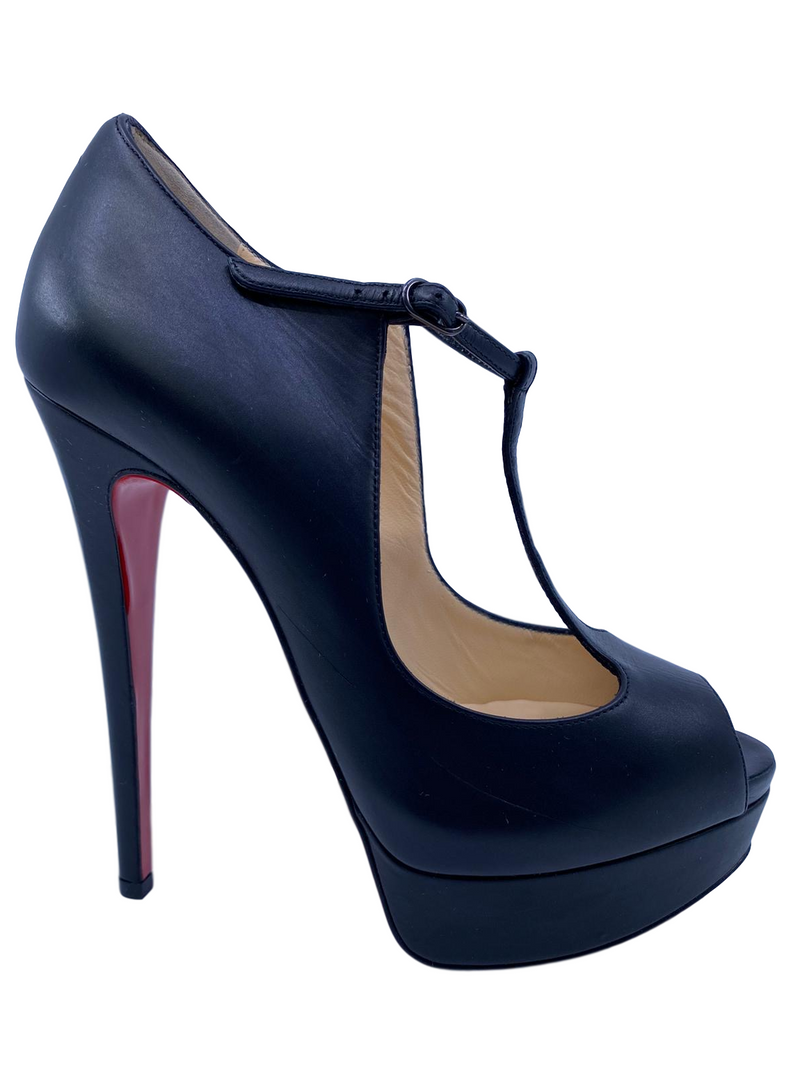 Christian Louboutin Black Leather Alta Poppins Mary Jane Platform Christian Louboutin Black Leather Alta Poppins Mary Jane Platform