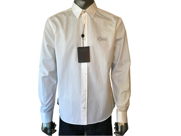Louis Vuitton Men's White Cotton Regular Classic Fit Shirt With Stamps –  Luxuria & Co.