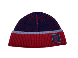 Louis Vuitton Men's Red & Navy Wool LV Upside Down Tuque Hat Louis Vuitton Men's Red & Navy Wool LV Upside Down Tuque Hat