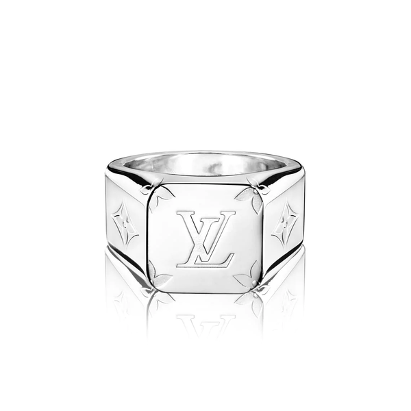 Louis Vuitton Monogram Monogram Signet Ring, Gold, M