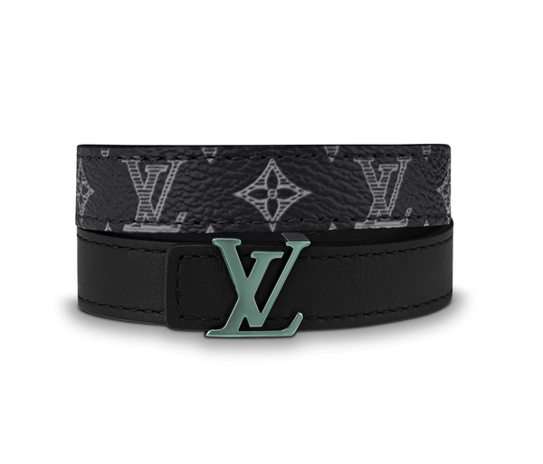 Louis Vuitton LV Eclipse Leather Bracelet Burgundy Leather. Size 17