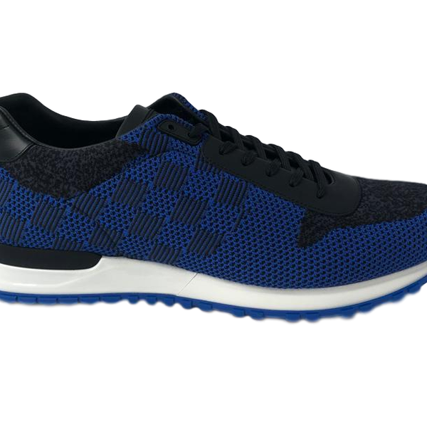 LOUIS VUITTON Calfskin Damier Run Away Sneakers 12 Pacific Blue