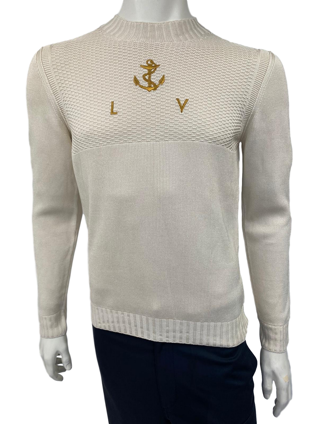 Louis Vuitton, Sweaters, Louis Vuitton Leather Patch Crew Neck Sweater