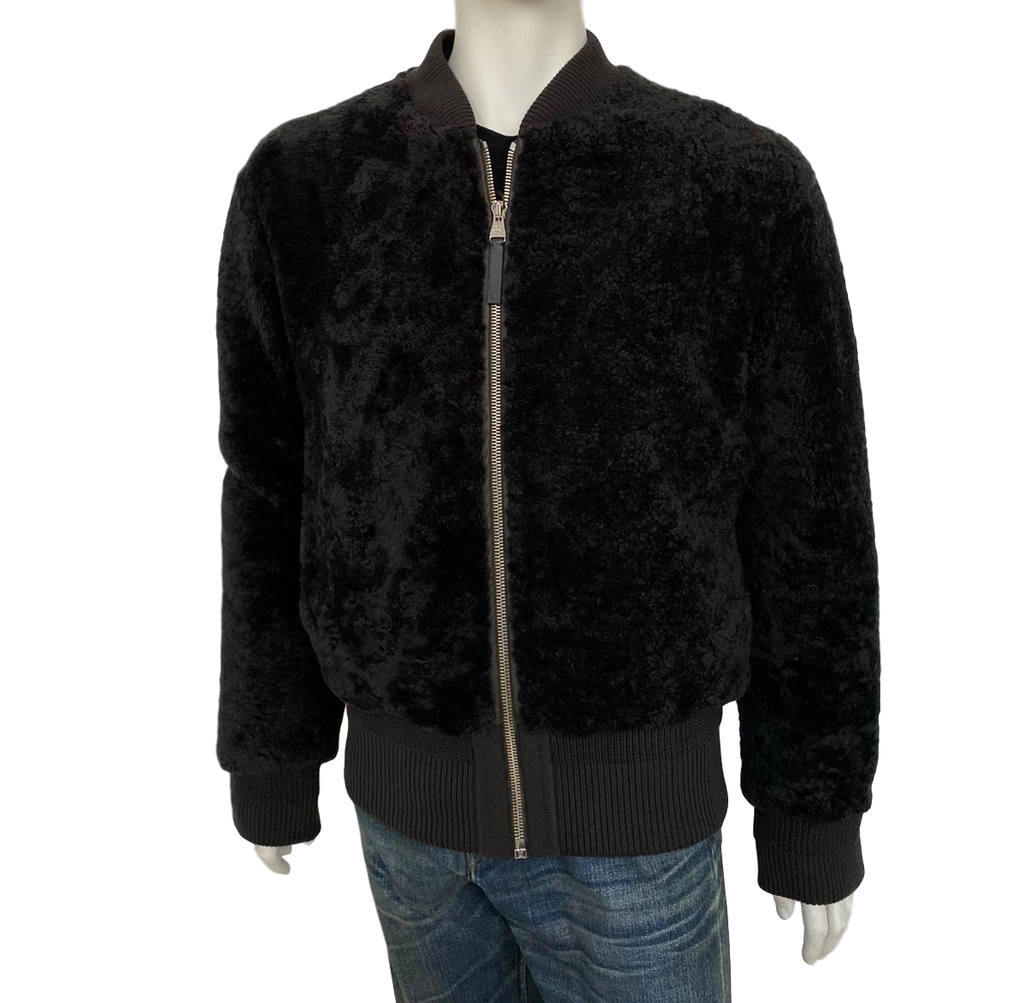 Louis Vuitton Men's Brown Black Shearling Bomber Jacket – Luxuria