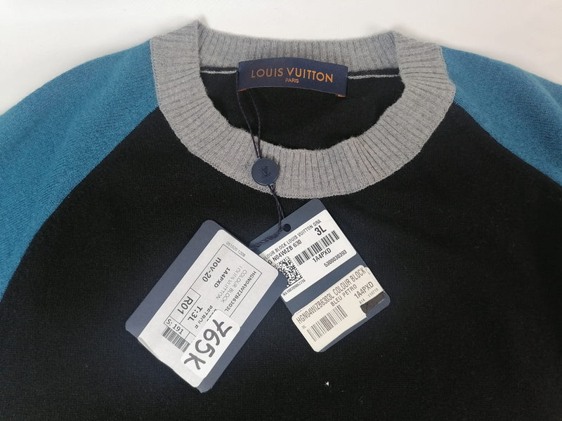 Louis Vuitton Men's Wool Cashmere Black & Blue Color Block Sweater –  Luxuria & Co.