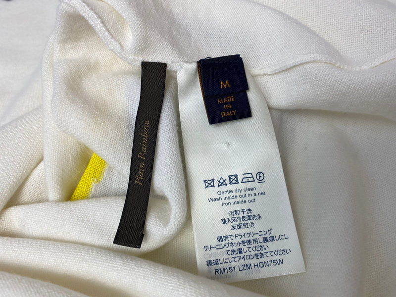 Louis Vuitton Men's Cream Cashmere Cotton LV Rainbow Intarsia T