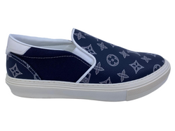 Louis Vuitton Blue Printed Canvas and Leather Slip On Sneakers Size 39 Louis  Vuitton
