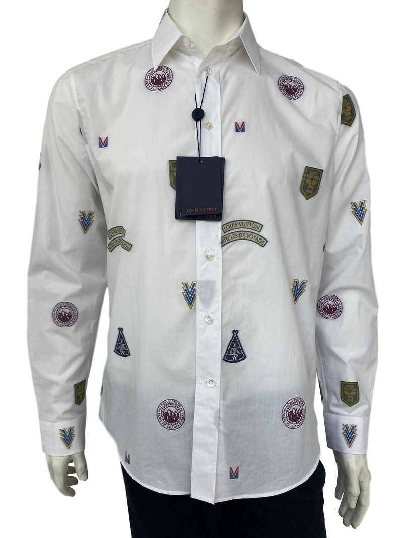 lv dress shirt Louis Vuitton Button Men New Tall XL sleeved shirt is reinvented with a drawstring waist and decorative embroidery Louis Vuitton Long-Sleeve Cotton Shirt